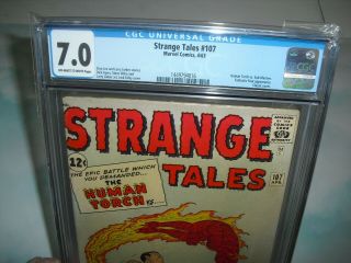 Strange Tales 107 CGC 7.  0 w/ OW/W PAGES from 1963 Classic cover not CBCS 2