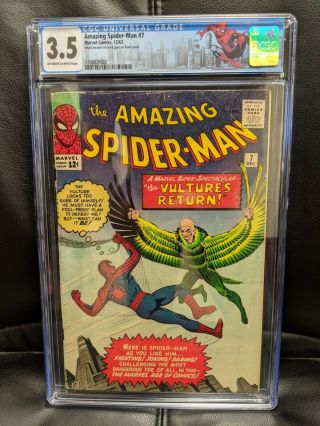 Spider - Man 7 1963.  Cgc 3.  5 With Ow - W Pages.  Slab.  Vulture App