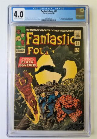 Fantastic Four 52 - Official Cgc 4.  0 Vg - First Appearance Of Black Panther