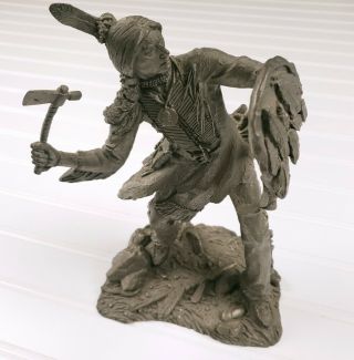 Vtg 1985 Franklin Jim Ponter " Comanche Warrior " Fine Pewter Statue Figurine