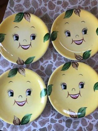 1940s 1950s Vintage Py Anthropomorphic Yellow Pear Snack Plates Japan Miyao