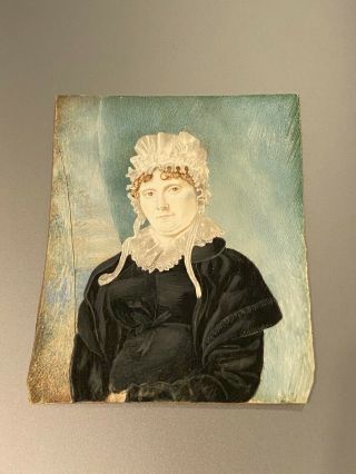19th Century Fine Antique Georgian Woman Portrait Miniature Painting C.  1800s