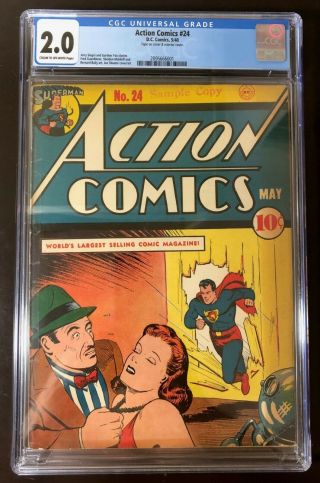 Action Comics 24 Cgc 2.  0.  Early Superman.  Scarce Issue Only 60 Cgc Blue Label.