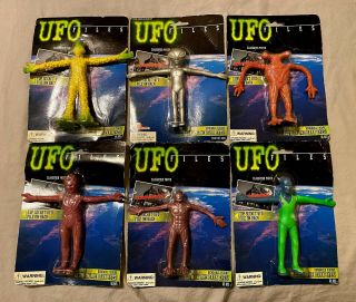 Ufo Files Bendable Figures Glow In The Dark Eyes Complete Set Of Six Aliens Nip