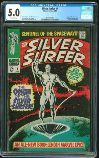 Silver Surfer 1 - Cgc 5.  0 (1st Ongoing Series - Origin Of Silver Surfer)