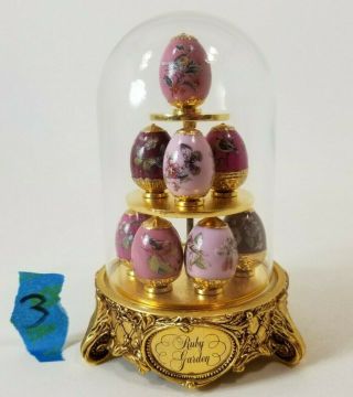 Franklin House Of Faberge Saphire Garden,  8 Miniature Hand Painted Eggs