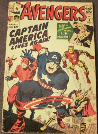 The Avengers 4 1964 Marvel Comics; Captain America Rebirth