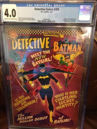 Detective Comics 359 Cgc 4.  0 Origin An First App Of Batgirl Key Book Hot