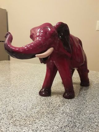Vintage Royal Doulton Flambe 11 Inch Red Elephant Ceramic Figurine From England