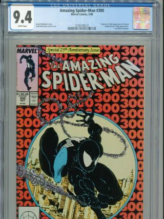 1988 Marvel Spider - Man 300 1st Appearance Venom Todd Mcfarlane Cgc 9.  4