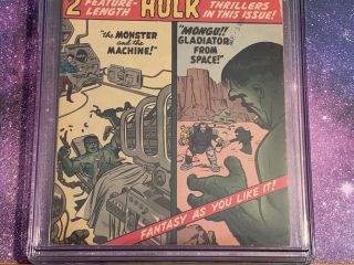 Incredible Hulk 4 Marvel Comic 1962 CGC 5.  0 Origin Retold Stan Lee Jack Kirby 2