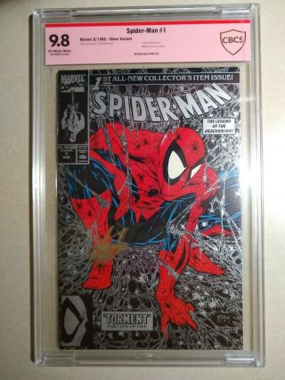 Spider - Man 1 CBCS 9.  8 SS Signed Stan Lee 1990 Silver McFarlane Variant 2