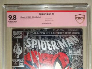 Spider - Man 1 CBCS 9.  8 SS Signed Stan Lee 1990 Silver McFarlane Variant 3