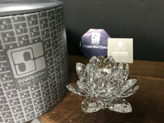 Swarovski Silver Crystal Medium Waterlily Candle Holder 7600 123 000 010001 Box