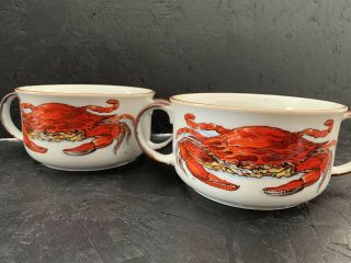 2 D.  H.  Holmes Soup Mug Bowl Crab Chowder Gumbo French Onion Handled Vtg Japan 3