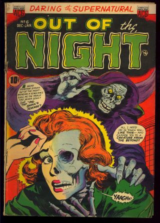 Out Of The Night 6 Owner Pre - Code Horror Golden Age Acg Comic 1952 Vg