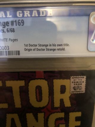 Doctor Strange 169 Cgc 8.  0 1st Doctor Strange In His Own Title 2