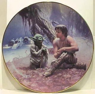 Vintage Star Wars Luke & Yoda Ceramic Plate - First Series Boxed