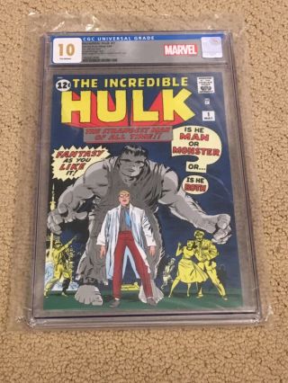 Incredible Hulk 1 Cgc 10 " Gem " White Pages Silver