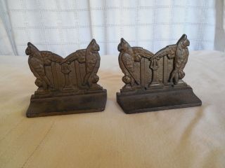 Vintage Art Deco Cast Iron Bookends,  Birds,  Owl Bronze Finish 588 Judd?