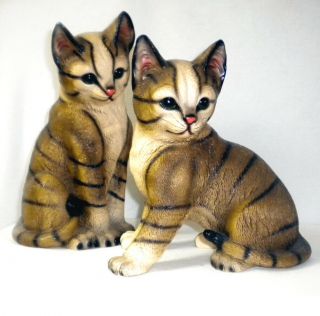 2 Porcelain Tabby Cats By The Harvey Knox Kingdom House Of Global Art