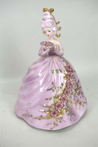 Josef Originals Jeanne Colonial Pink Purple Dress Lady Porcelain Large Figurine