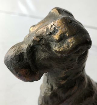 Vintage Antique Dog Terrier Heavy Bronze Bookends Statues 2