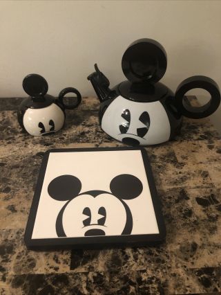 Mickey Mouse Kitchen Set Tea Pot Kettle Hot Plate Sugar Bowl Copco