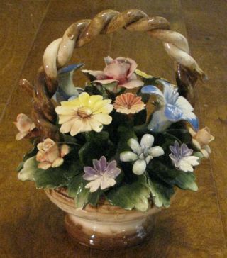 Capodimonte Porcelain Flower Basket 1772 - 1834 From Royal Factory In Naples,  Italy