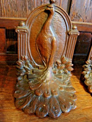 Antique Art Deco Bronze Peacock Bookends - Weidlich Brothers 641 3