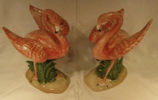 Set Of 2 Vintage Fitz & Floyd Japan Pink Flamingo Ceramic Figurines