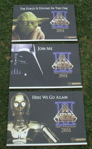 Unique 3 Star Tours Ii Star Wars Posters D23 Yoda Darth Vader C3po 19 " X 13.  5 "