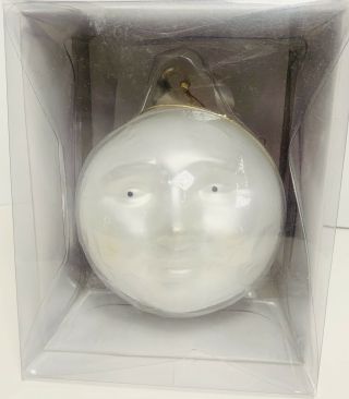 Dept 56 Frosted Mercury Glass White Moon Face Ornament