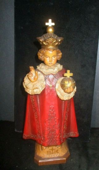 Anri Vintage Infant Jesus Of Prague Carved Wood Made In Italy L379 Qq