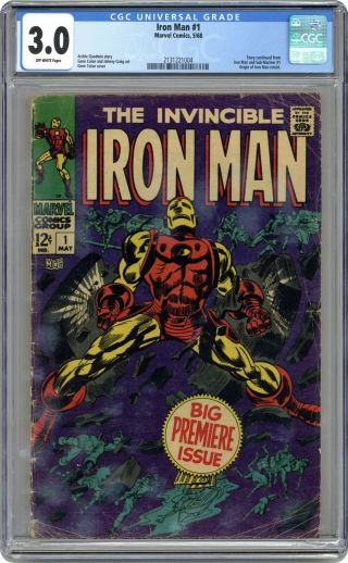 Iron Man 1 Cgc 3.  0 1968 2131221004