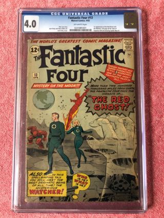 Fantastic Four 13 Cgc 4.  0 Ow Pages 1st Watcher And Red Ghost