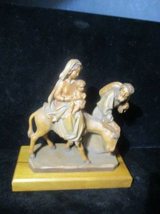 Anri Carved Wood Mary,  Jesus,  Joseph And Donkey Ulrich Bernard Italy L364 Qq