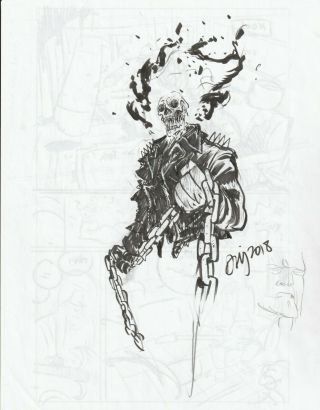 Ghost Rider 81/2 " X 11 " Sketch Daniel Warren Johnson Comic Art