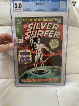 Silver Surfer 1 Cgc 3.  0 Stan Lee John Buscema Origin Of Silver Surfer Marvel