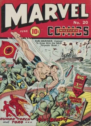 Marvel Mystery Comics 20 Sub - Mariner Wwii Timely 1941 Golden Age Simon Kirby