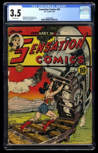 Sensation Comics 26 Cgc 3.  5 Classic Wonder Woman Cover