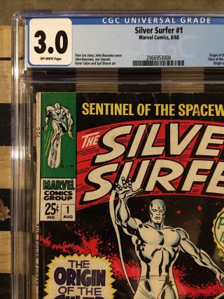 Silver Surfer 1 CGC 3.  0 Stan Lee John Buscema Origin of Silver Surfer Marvel 3