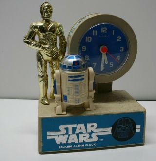 Vintage 1980 Star Wars Talking Alarm Clock C3po R2 - D2 Quartz Bradley