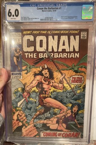 Conan The Barbarian 1 Cgc 6.  0 Wht Pgs & Conan 6,  9.  4 Origin & 1st King Kull.
