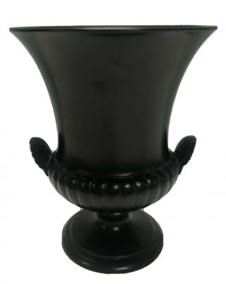 Large Black Wedgwood Basalt Vase With Shell Handles Wilson 1958 9.  5” Tall