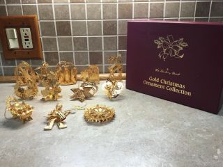 2004 Danbury Set Of 12 Gold Christmas Ornaments
