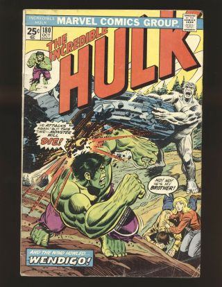 Incredible Hulk 180 Marvel Value Stamp Intact - 1st Wolverine Cameo G/vg Cond.
