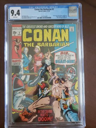 Conan The Barbarian 2 Cgc 9.  4 White Pages Marvel
