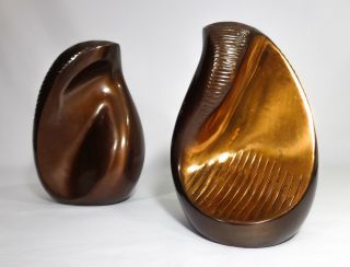 Modernist Vint Abstract/amorphous Shaped Copper Bookends Pm - Philadelphia Mfg Co