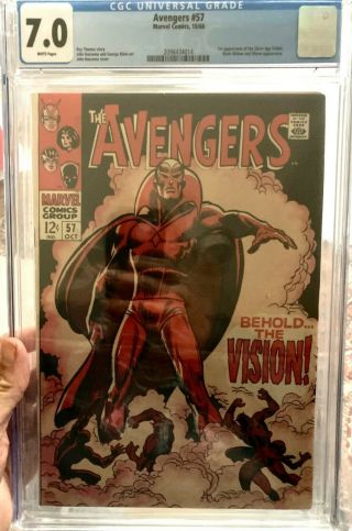 Avengers 57 - Cgc 7.  0 First Appearance Of Vision.  White Pages